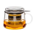 Skleněný šálek s víčkem a nerezovým sítkem - SKLARRA, 400 ml