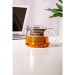 Skleněný šálek s víčkem a nerezovým sítkem - SKLARRA, 400 ml