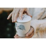 Porcelánový hrnek s nerez. sítkem a pokličkou - Ptáčci, 350 ml