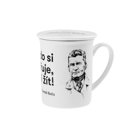 Baťova důvěra - porc. hrnek s nerez sítkem a pokličkou, 250 ml