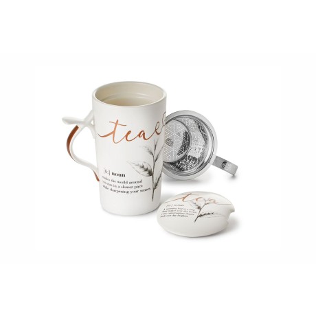 Iva - porcelánový hrnek s nerez sítkem a pokličkou, 400 ml