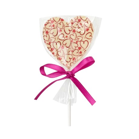 Srdcové lízátko z bílé čokolády, 25 g