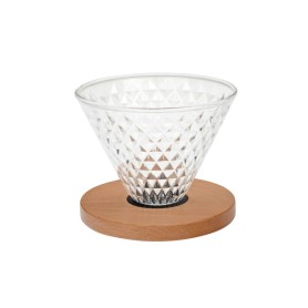 skleněný dripper s dřevěným prstencem - Diamond